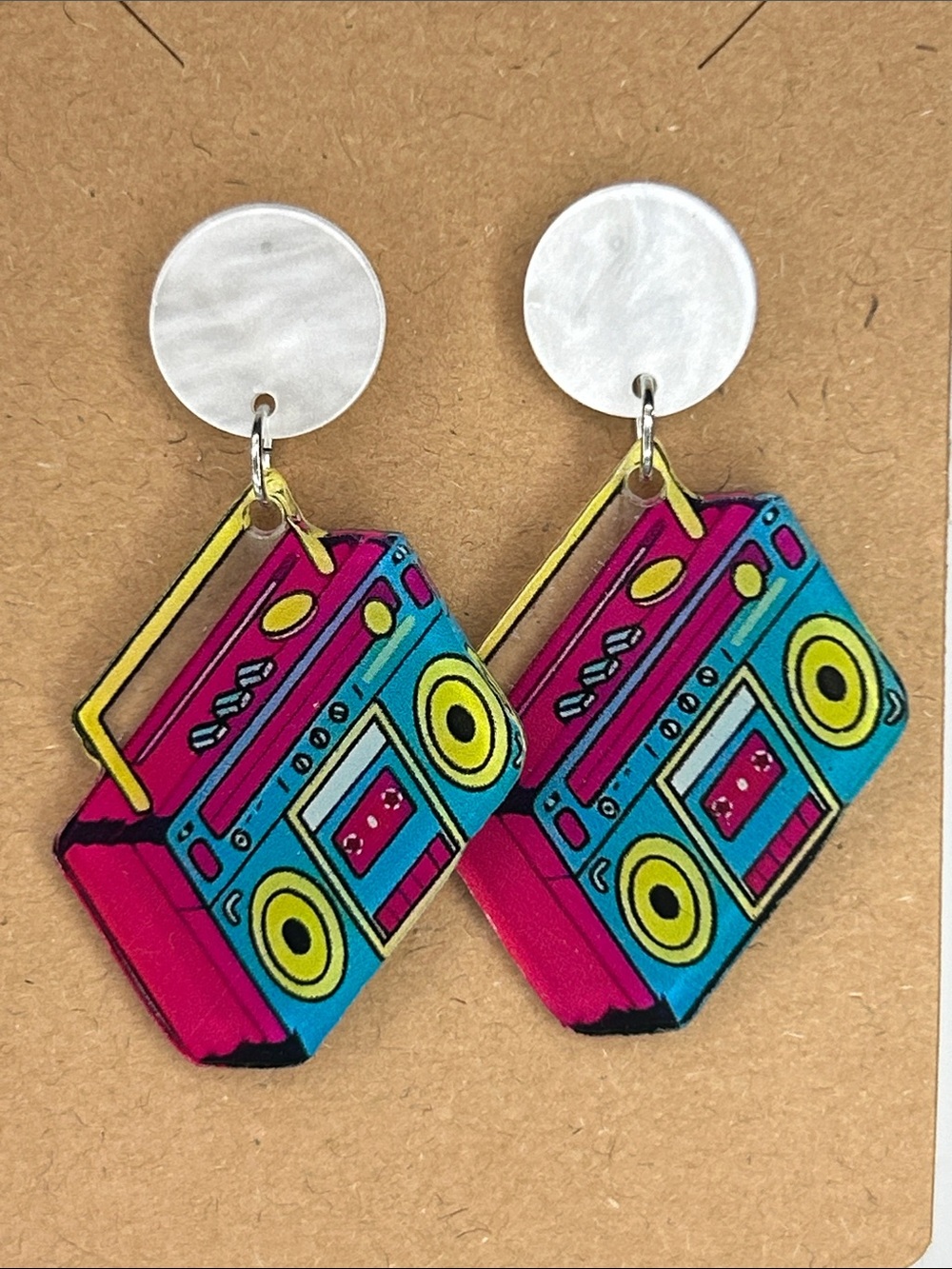 Retro Boombox Drop Earrings Fashion Jewelry